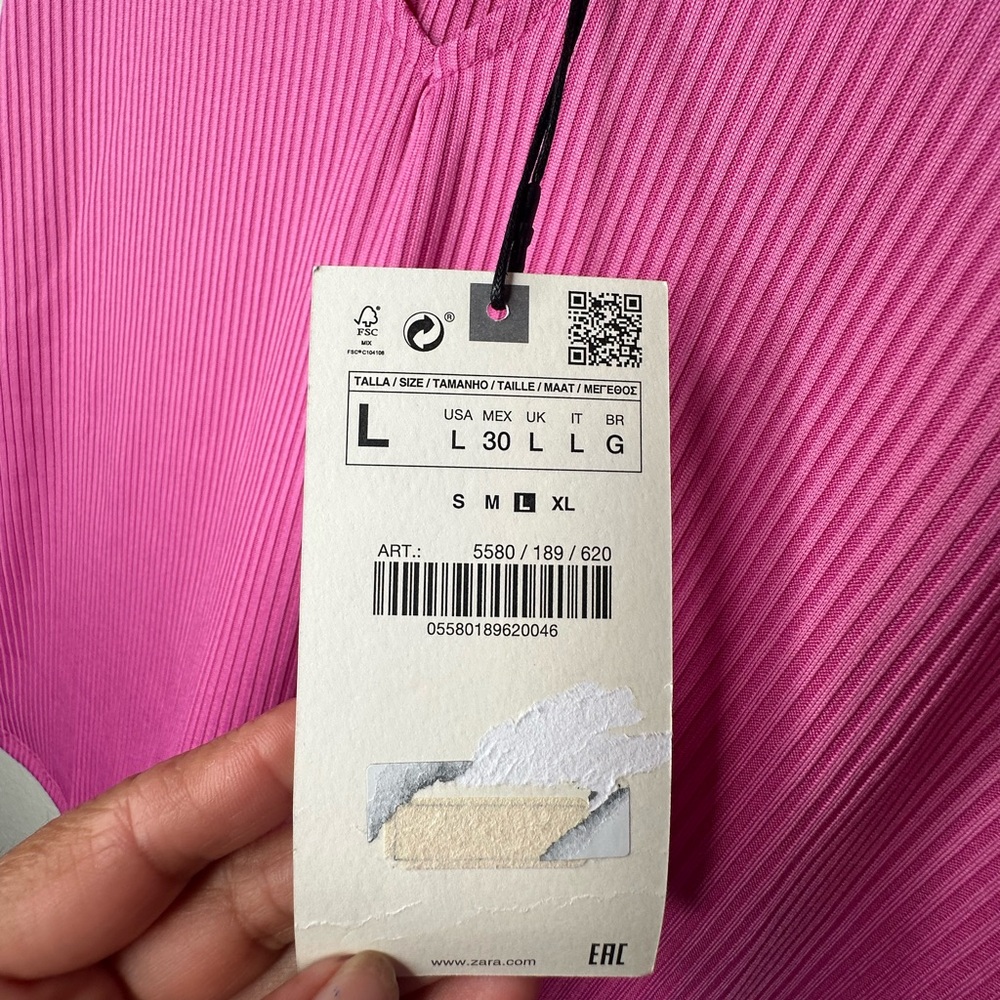Zara Fuchsia Ribbed Top - Picture 4 of 6